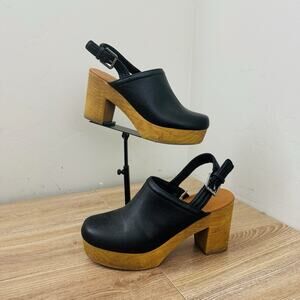 Universal Thread Watson Black Leather Slingback Platform Clog Women’s Size 8.5